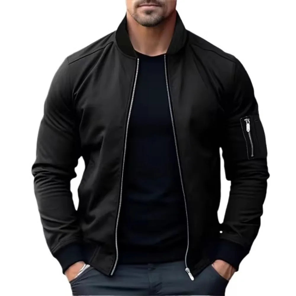 Jaqueta Masculina Casual Básico Com Zíper -Promoção de Inverno 2025