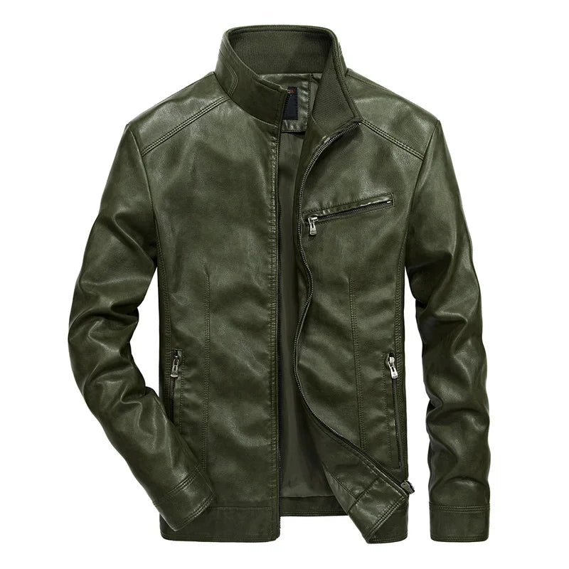 Jaqueta Masculina De Inverno Motoqueiro Gola Em Pé - Promoção de Inverno 2025