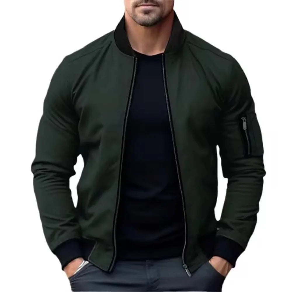 Jaqueta Masculina Casual Básico Com Zíper -Promoção de Inverno 2025