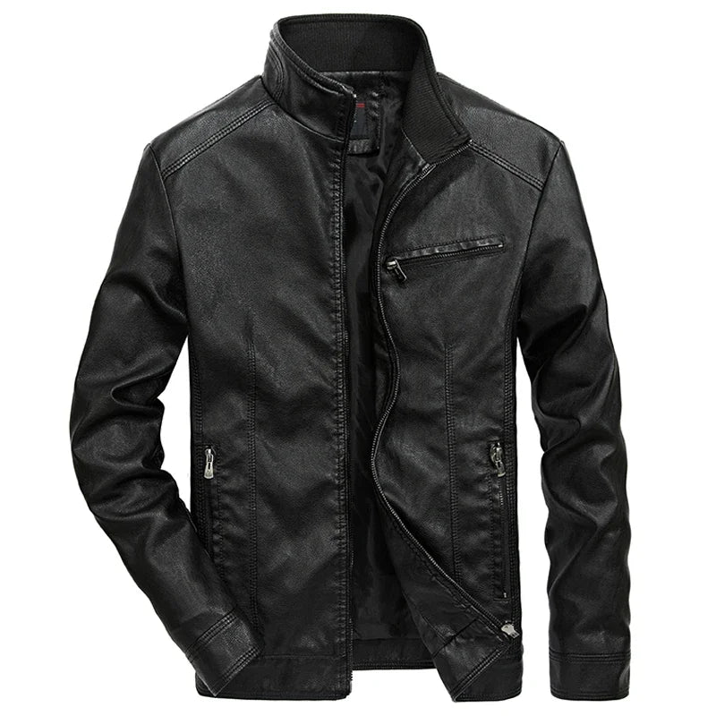 Jaqueta Masculina De Inverno Motoqueiro Gola Em Pé - Promoção de Inverno 2025
