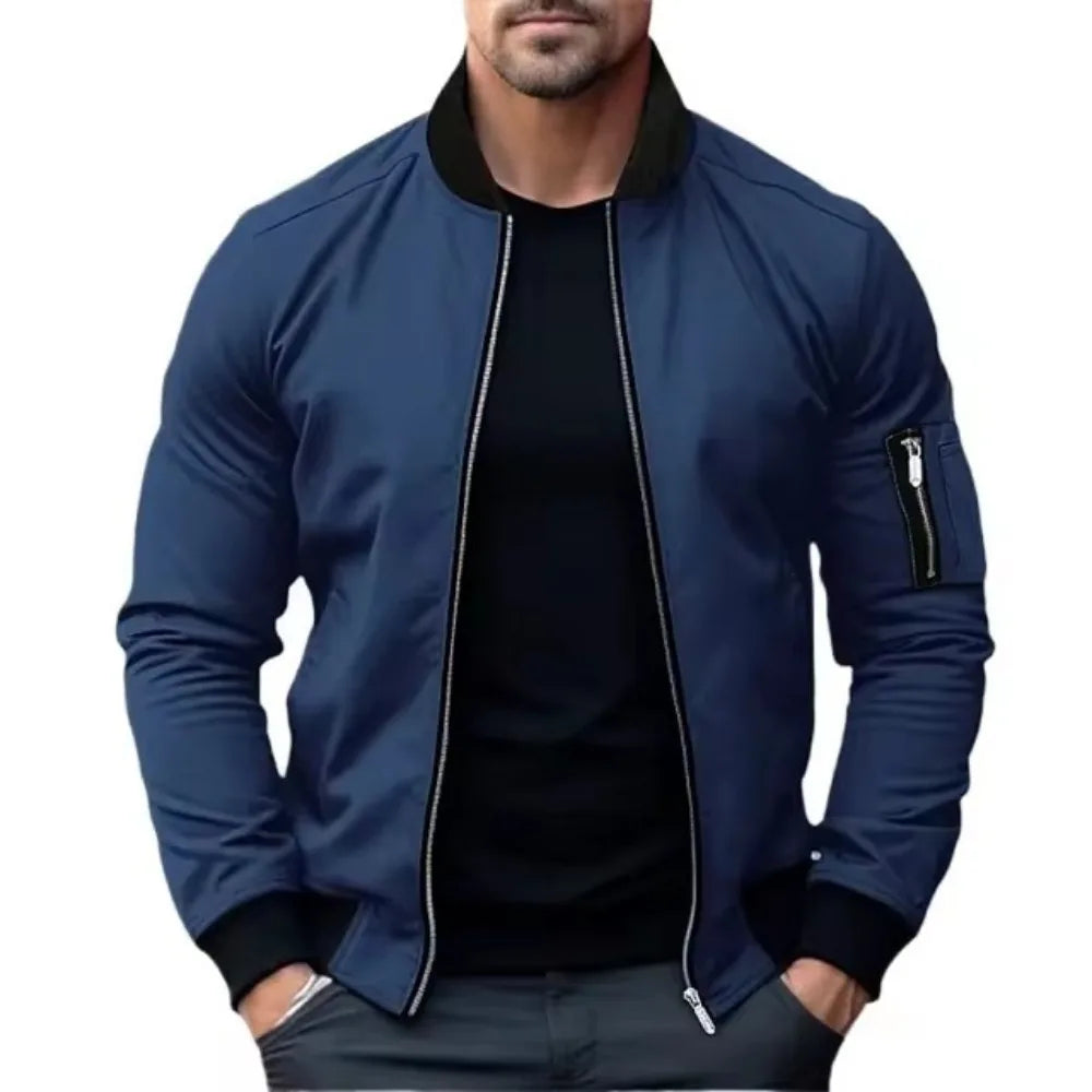 Jaqueta Masculina Casual Básico Com Zíper -Promoção de Inverno 2025